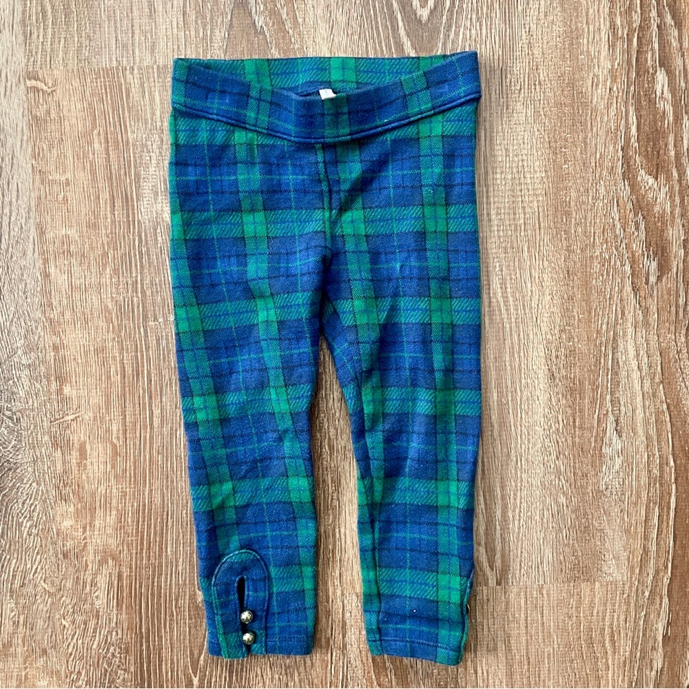 Janie and Jack Blue Green Plaid Toddler Girl’s Leggings 2T